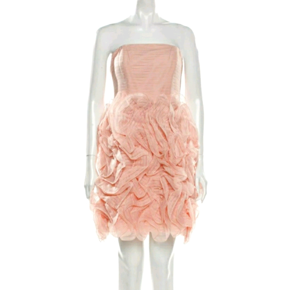 Halston Heritage Pink Ruffle (Seashell) Mini Dress